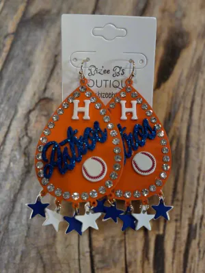 Astros Earrings with Dangling Stars