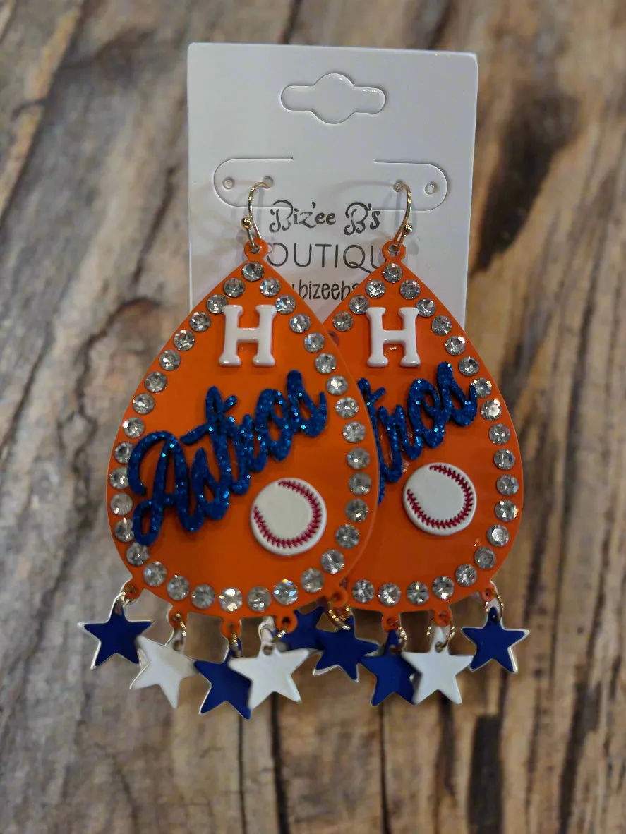 Astros Earrings with Dangling Stars