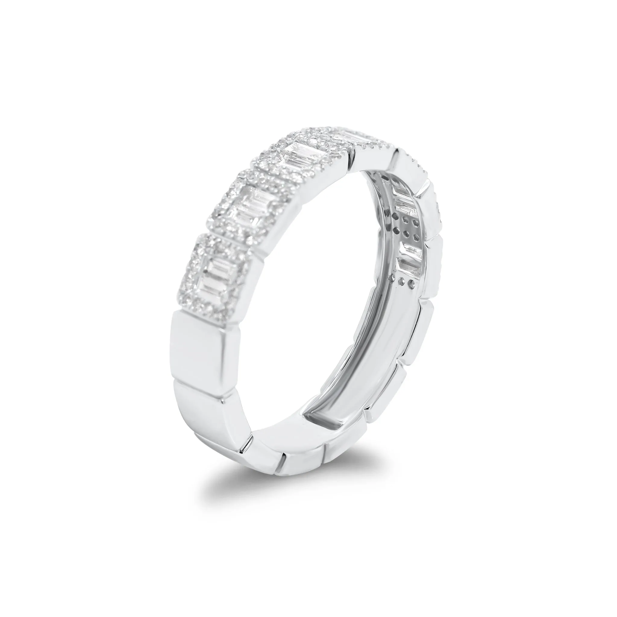 Baguette & Round Diamond Stackable Ring