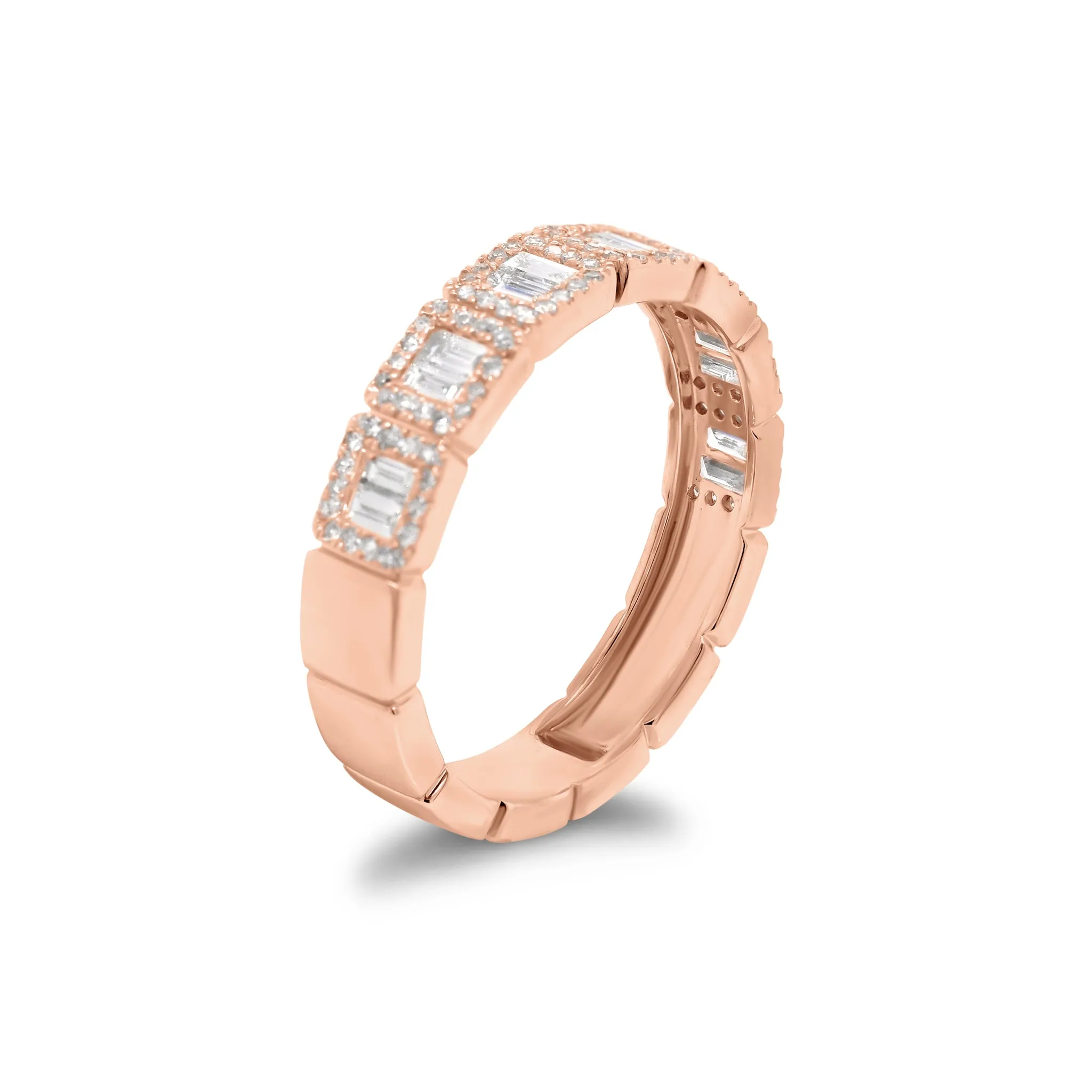 Baguette & Round Diamond Stackable Ring