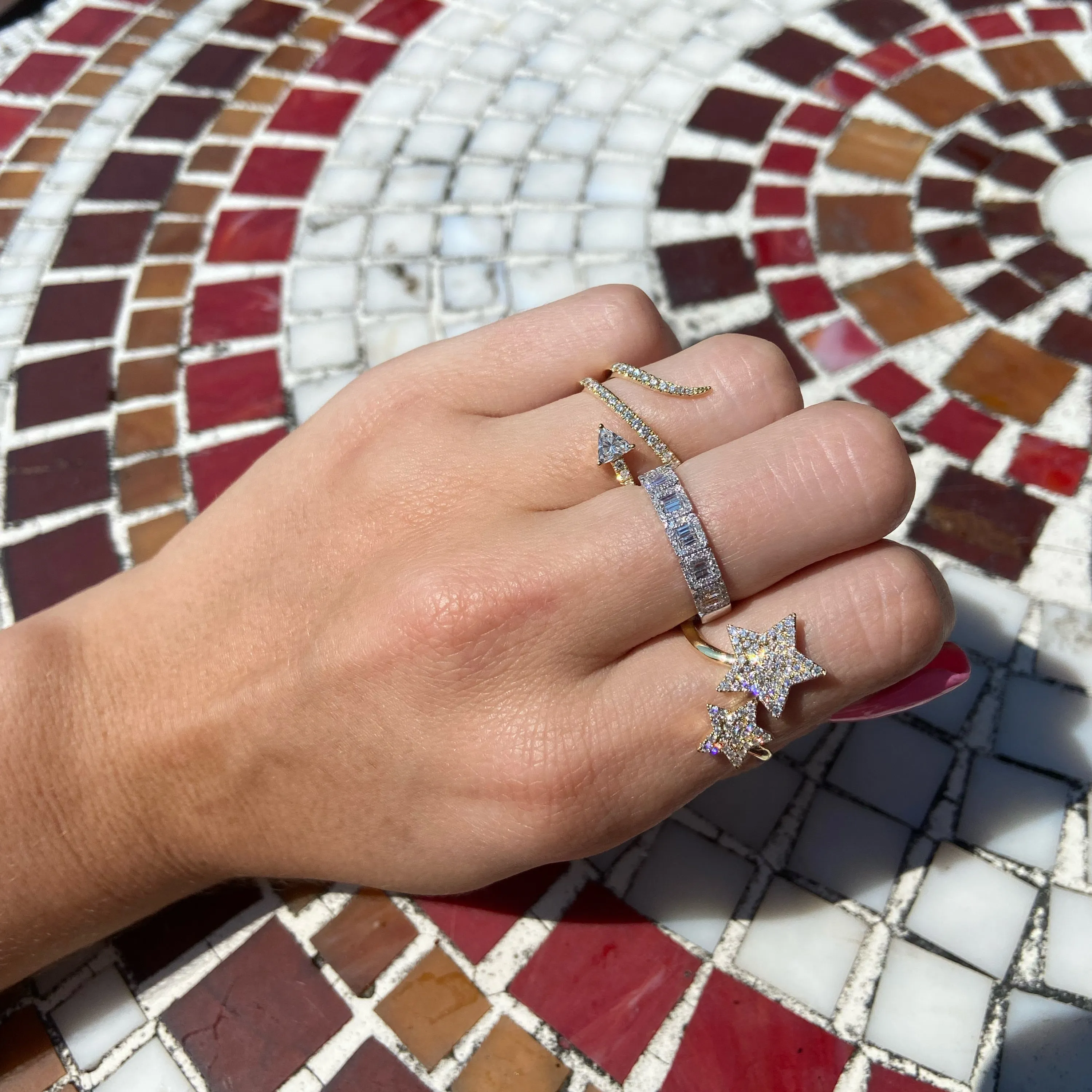 Baguette & Round Diamond Stackable Ring