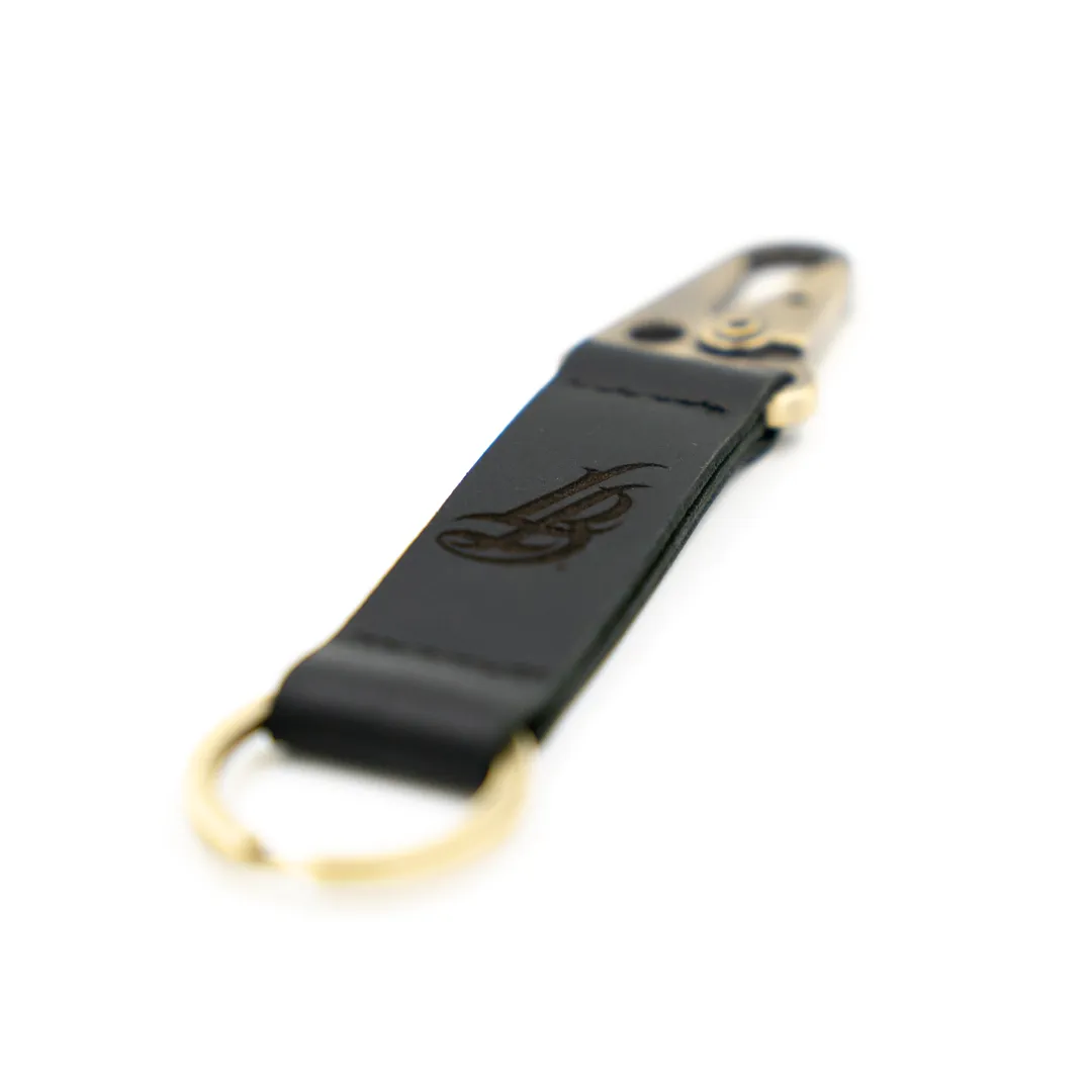 Black Leather Carabiner Keychain