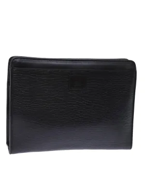 Black Leather Clutch Bag with Accessories - C Rank