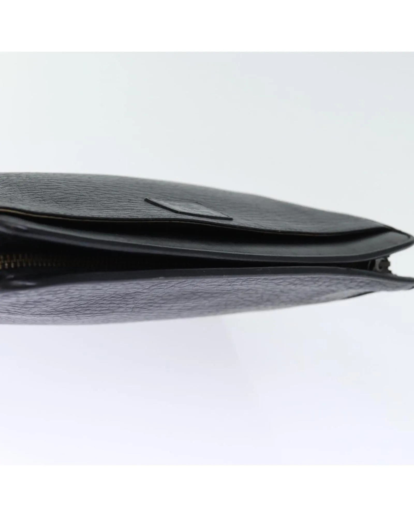 Black Leather Clutch Bag with Accessories - C Rank