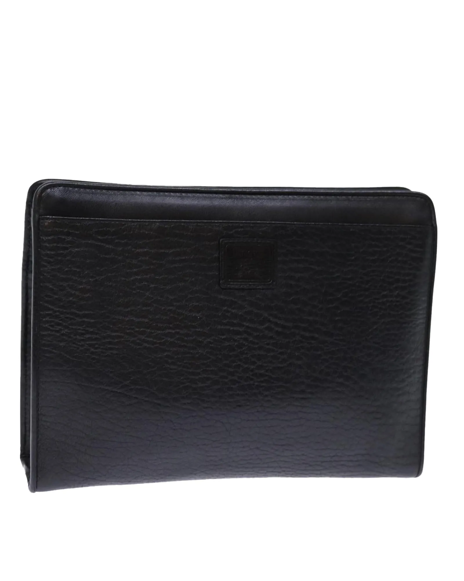 Black Leather Clutch Bag with Accessories - C Rank