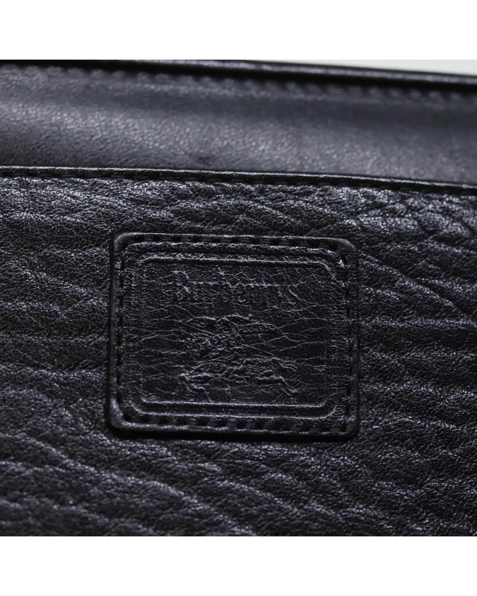 Black Leather Clutch Bag with Accessories - C Rank
