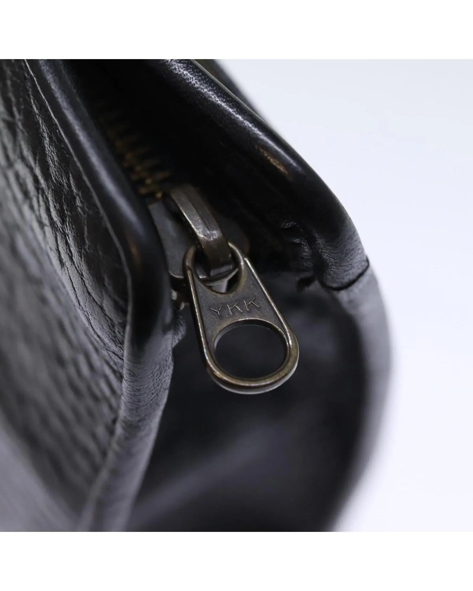 Black Leather Clutch Bag with Accessories - C Rank