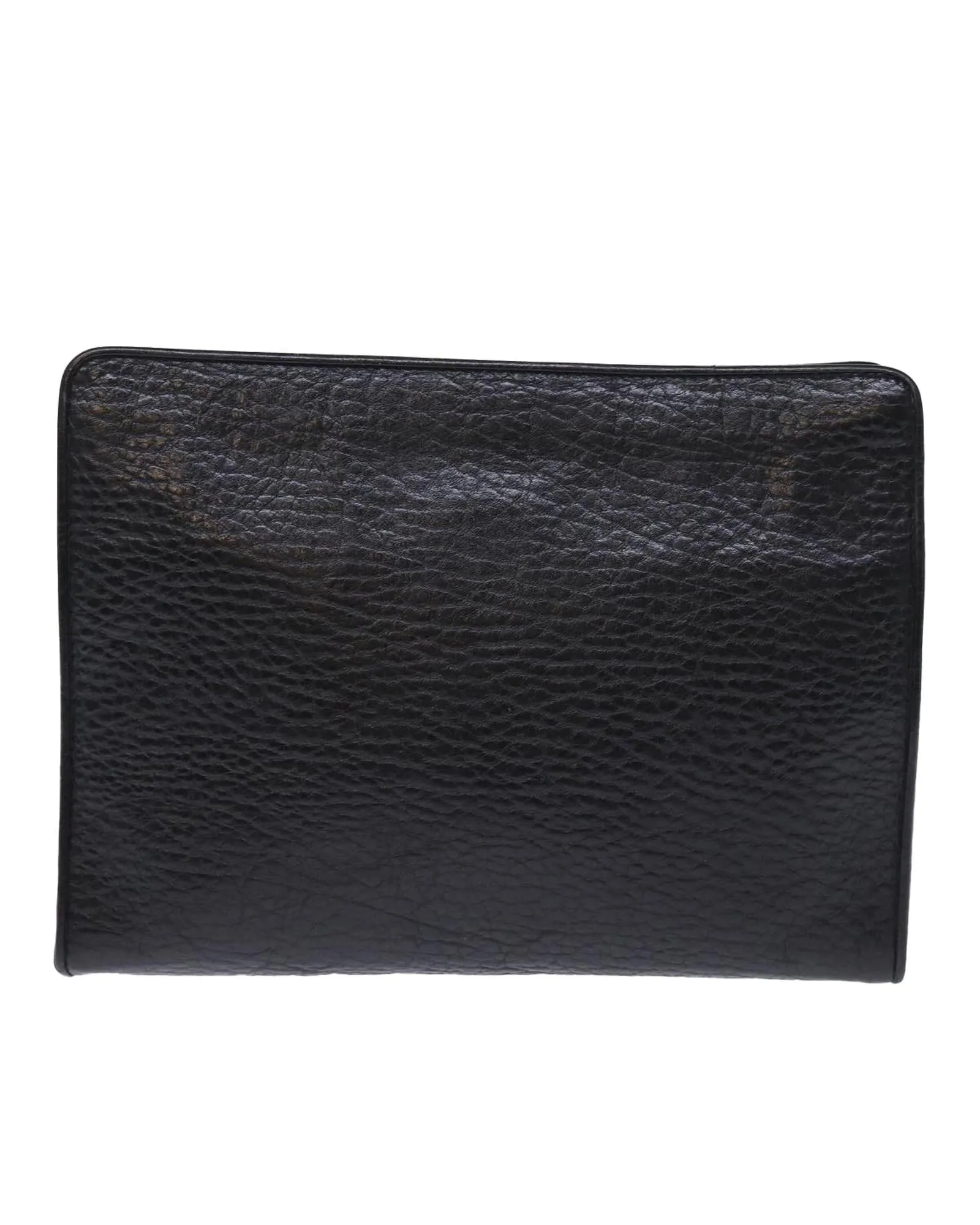 Black Leather Clutch Bag with Accessories - C Rank