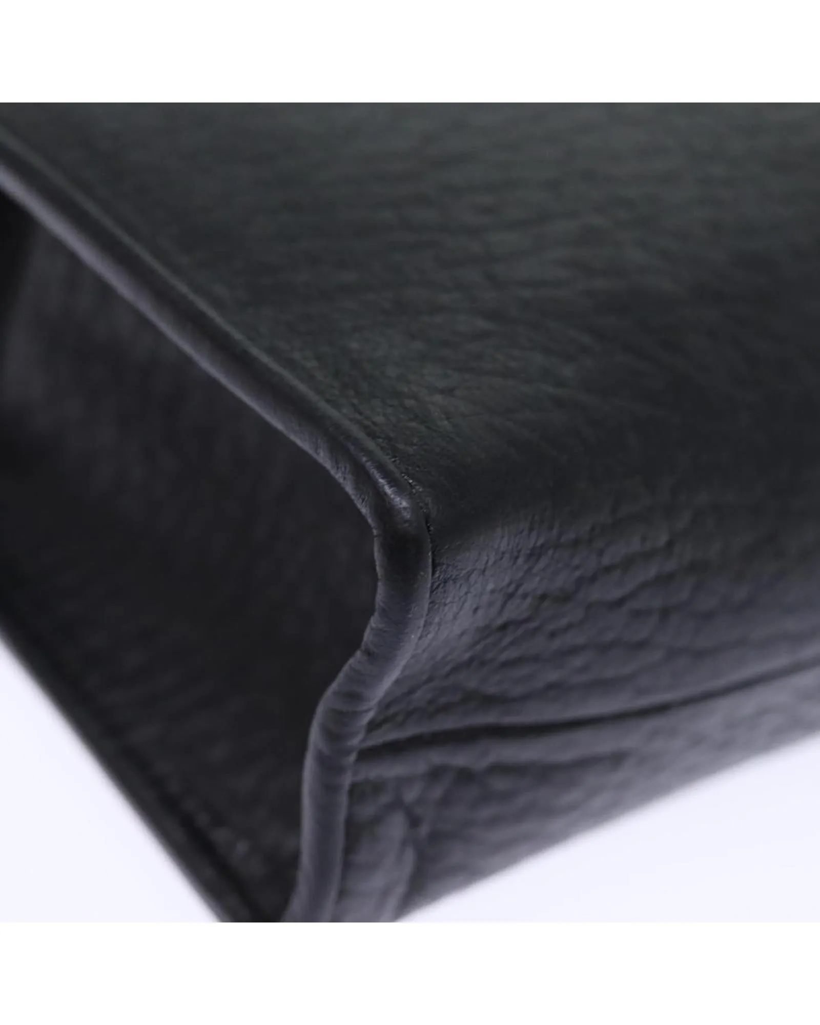 Black Leather Clutch Bag with Accessories - C Rank