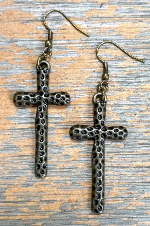 Bronze Cross Earrings