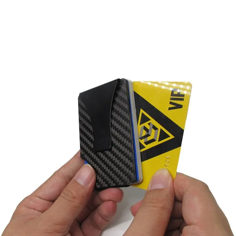 Carbon Fiber Metal Mini Slim Wallet - Men's Credit Card ID Holder With RFID