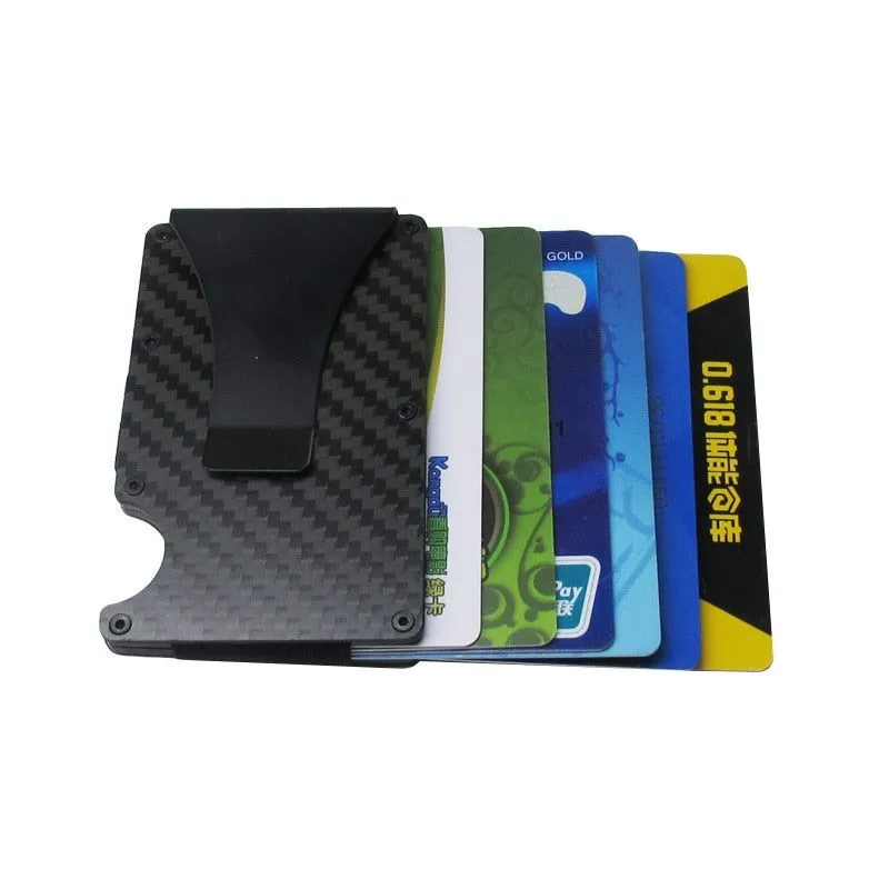 Carbon Fiber Metal Mini Slim Wallet - Men's Credit Card ID Holder With RFID