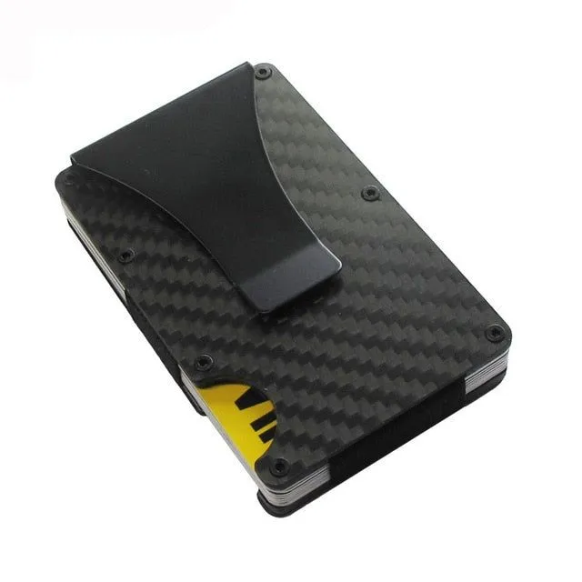 Carbon Fiber Metal Mini Slim Wallet - Men's Credit Card ID Holder With RFID