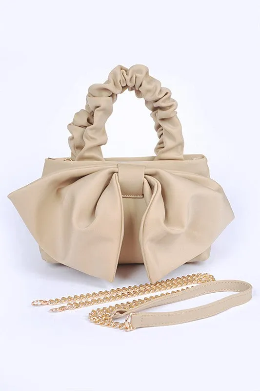 Crinkle Handle Large Bow Tie Clutch Bag