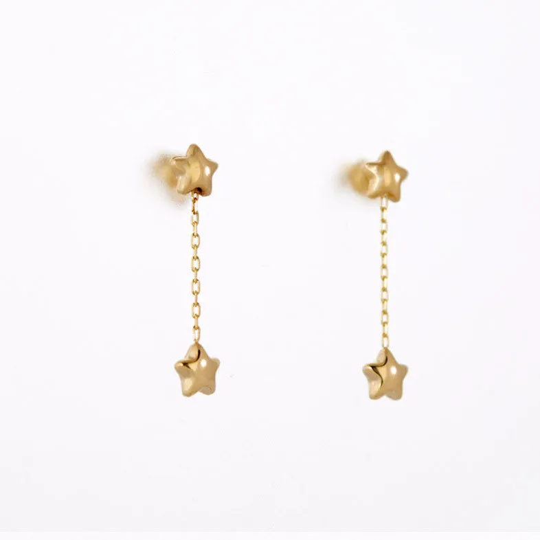 Dangling Star Earrings in 9K Gold
