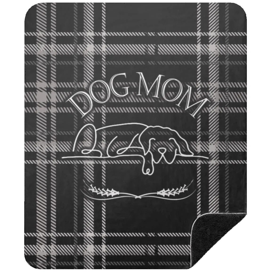 Dog Mom Black Plaid Pattern Cozy Winter Premium Sherpa Blanket
