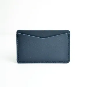 Double Sided Card Holder - Navy Blue Leather