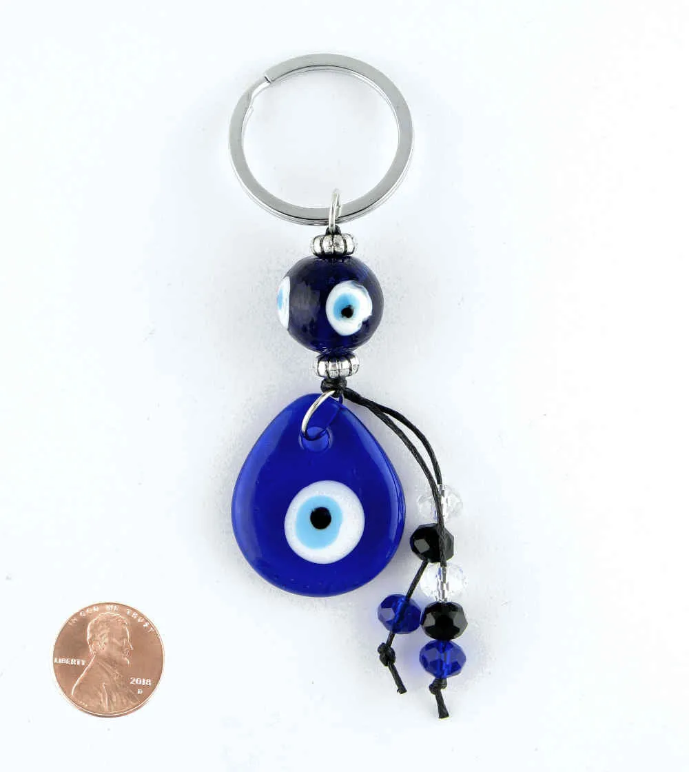 Evil Eye Blue Glass Key Chain
