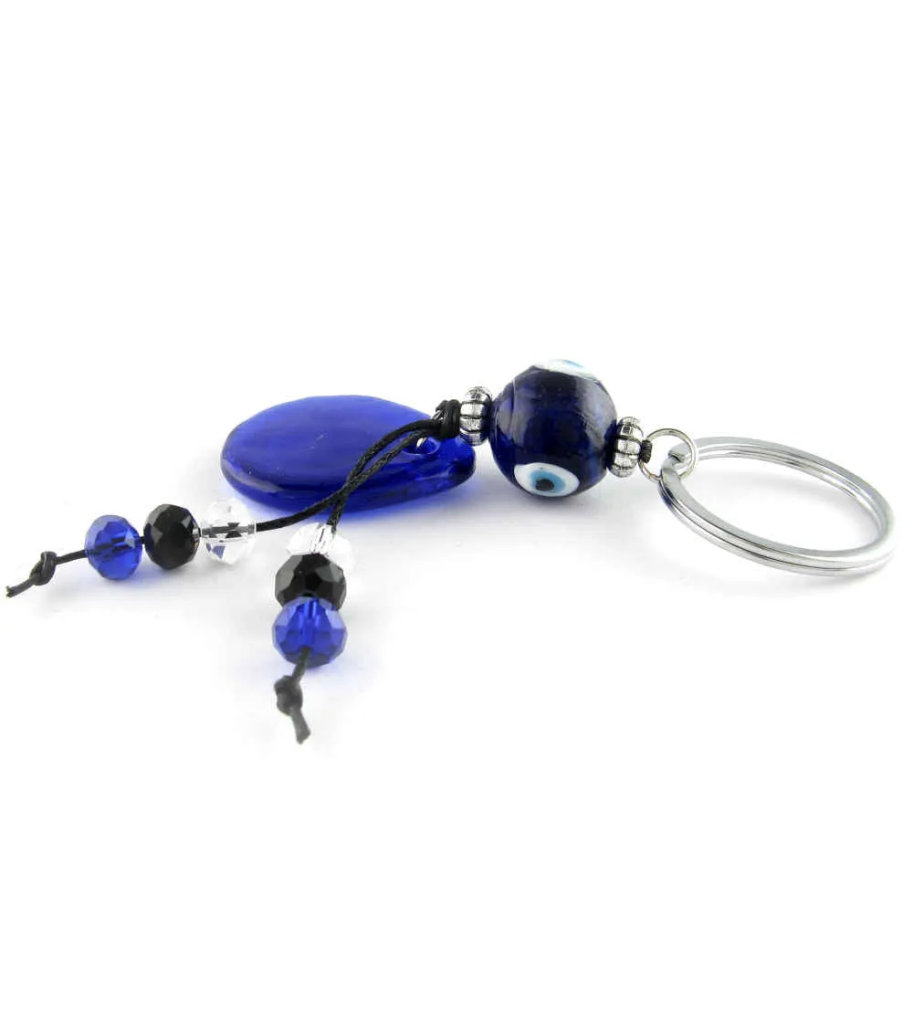 Evil Eye Blue Glass Key Chain