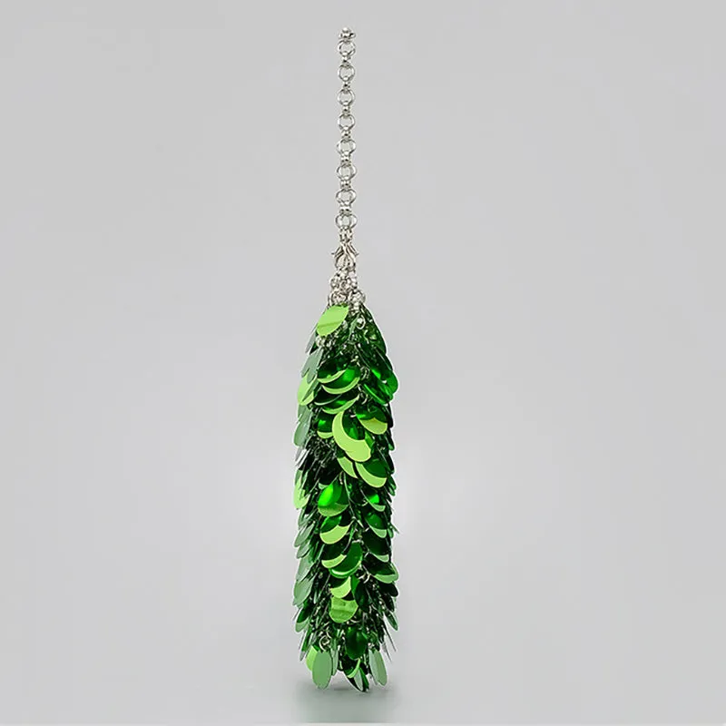 Green Retro Sparkling Sequined High-End Chain Evening Clutch Bag