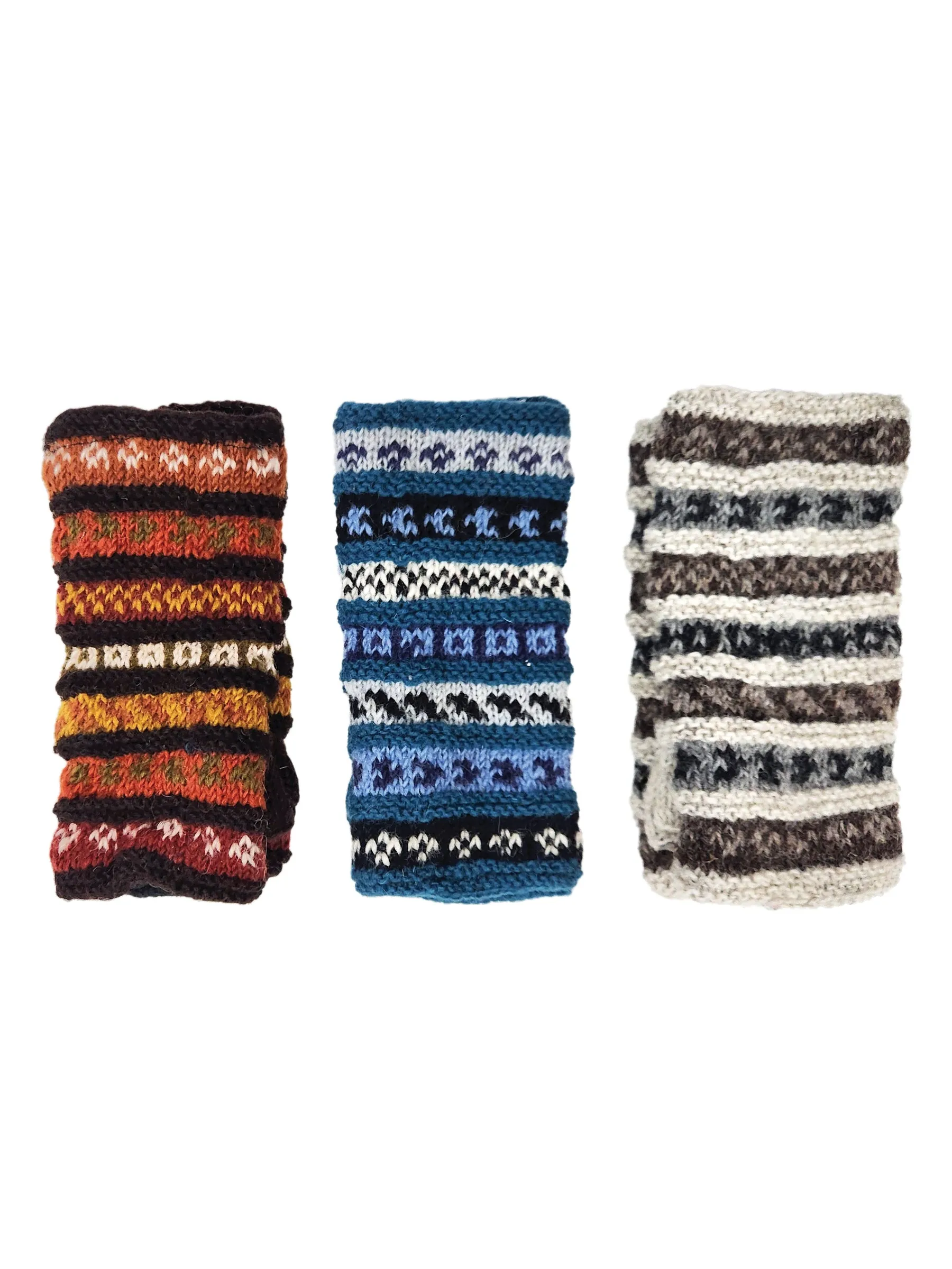 Handmade Fingerless Knit Gloves Striped