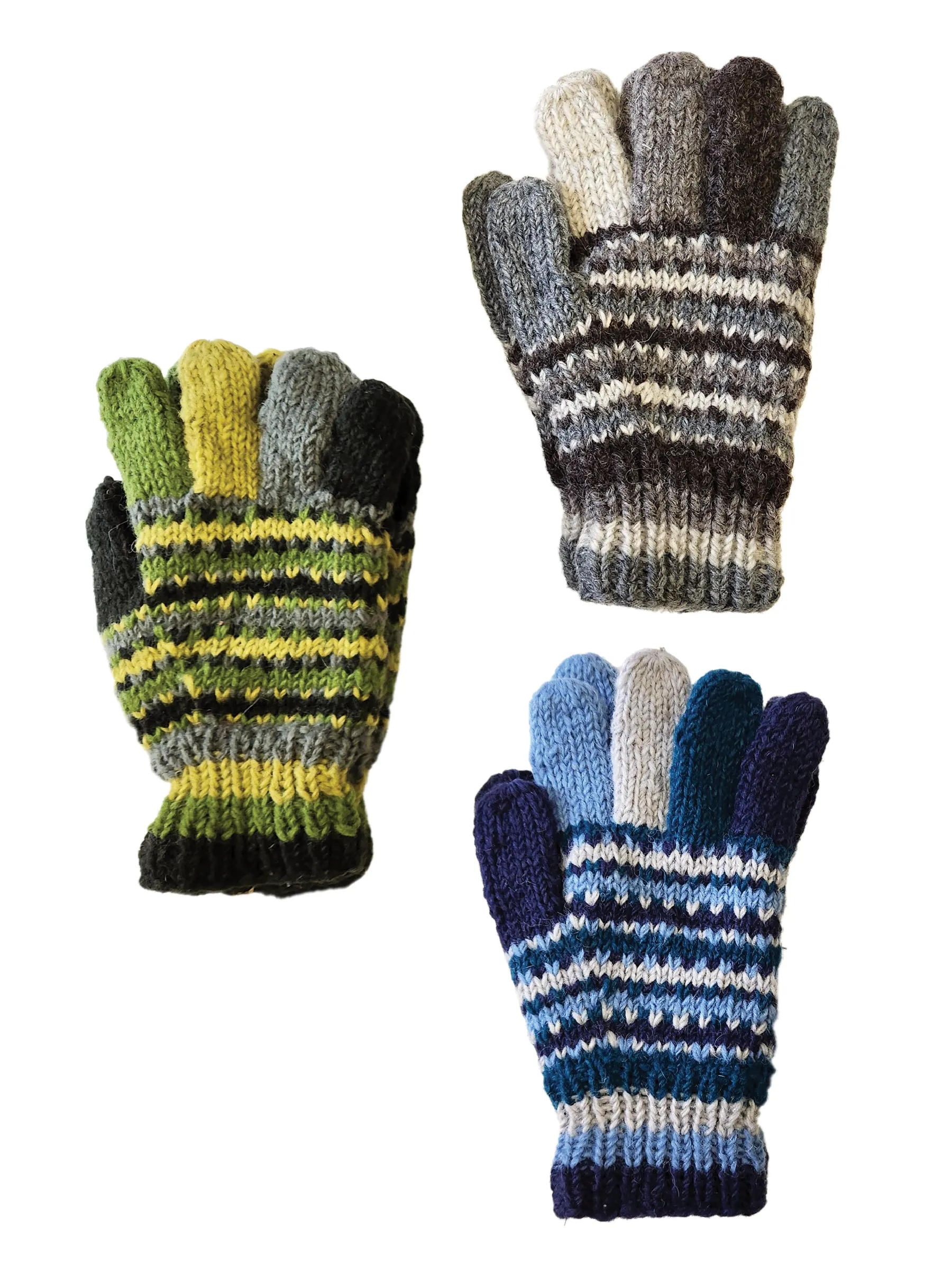 Handmade Knit Gloves Colorblock Striped