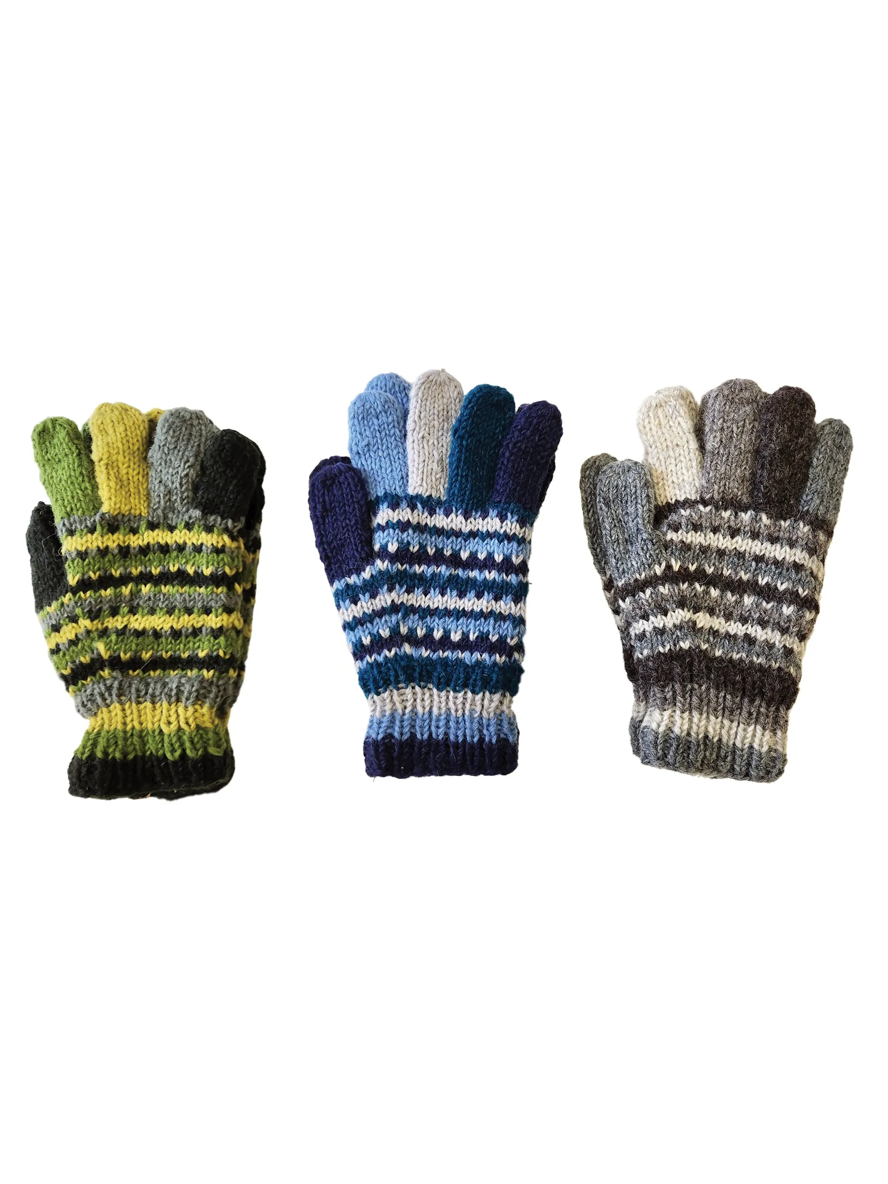 Handmade Knit Gloves Colorblock Striped