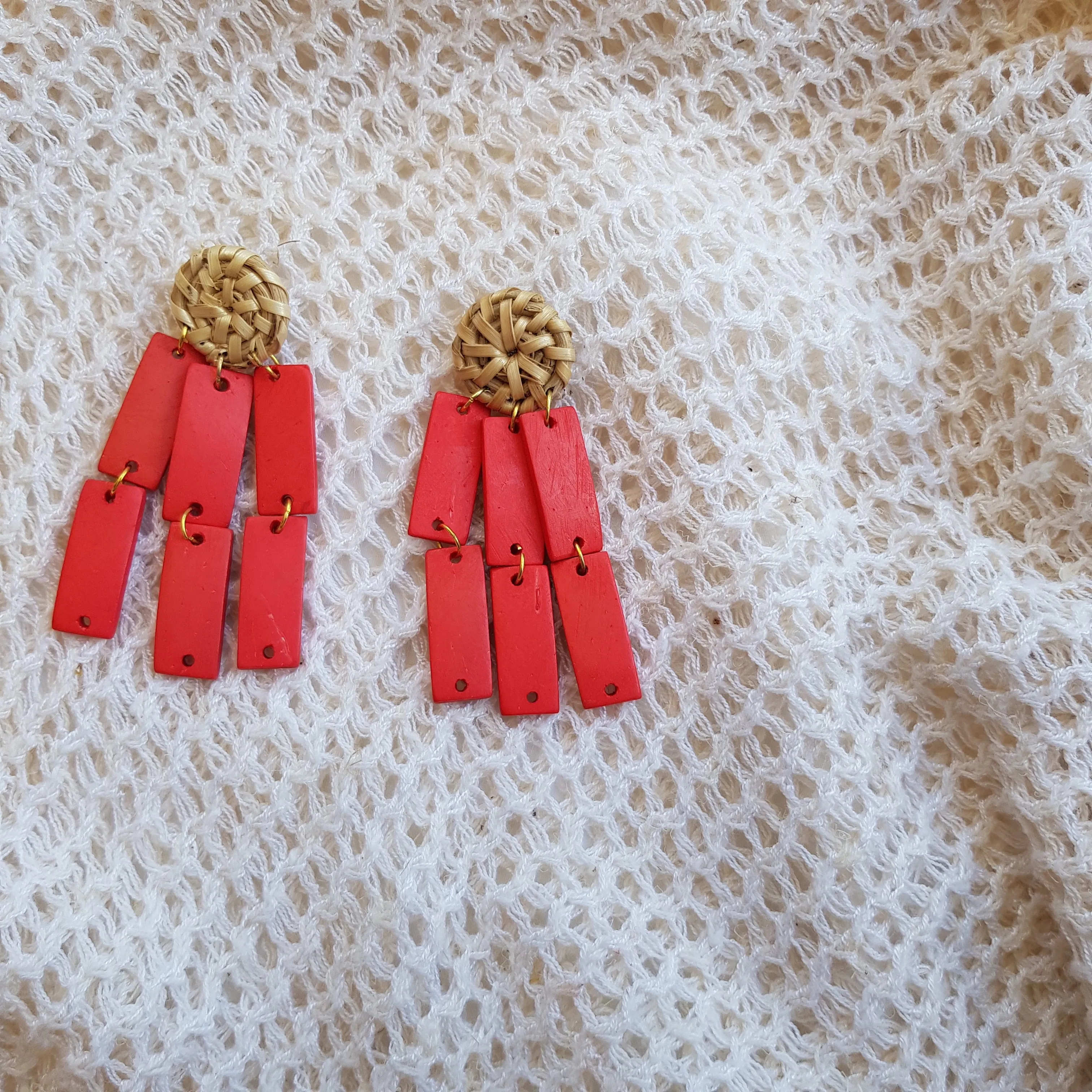 Leanna Earrings in Coral