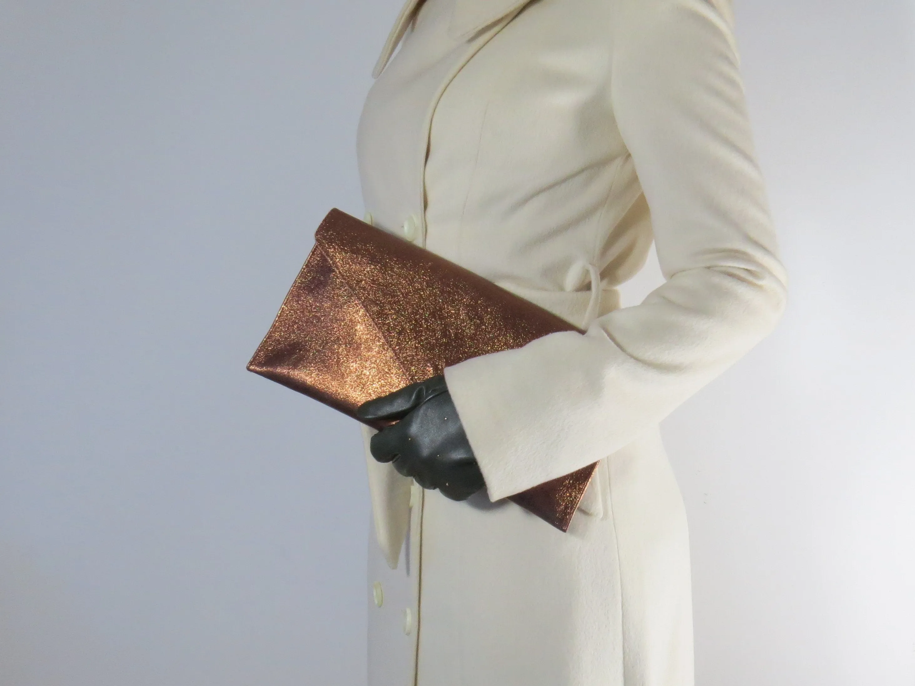 Metallic Bronze Envelope Clutch Bag