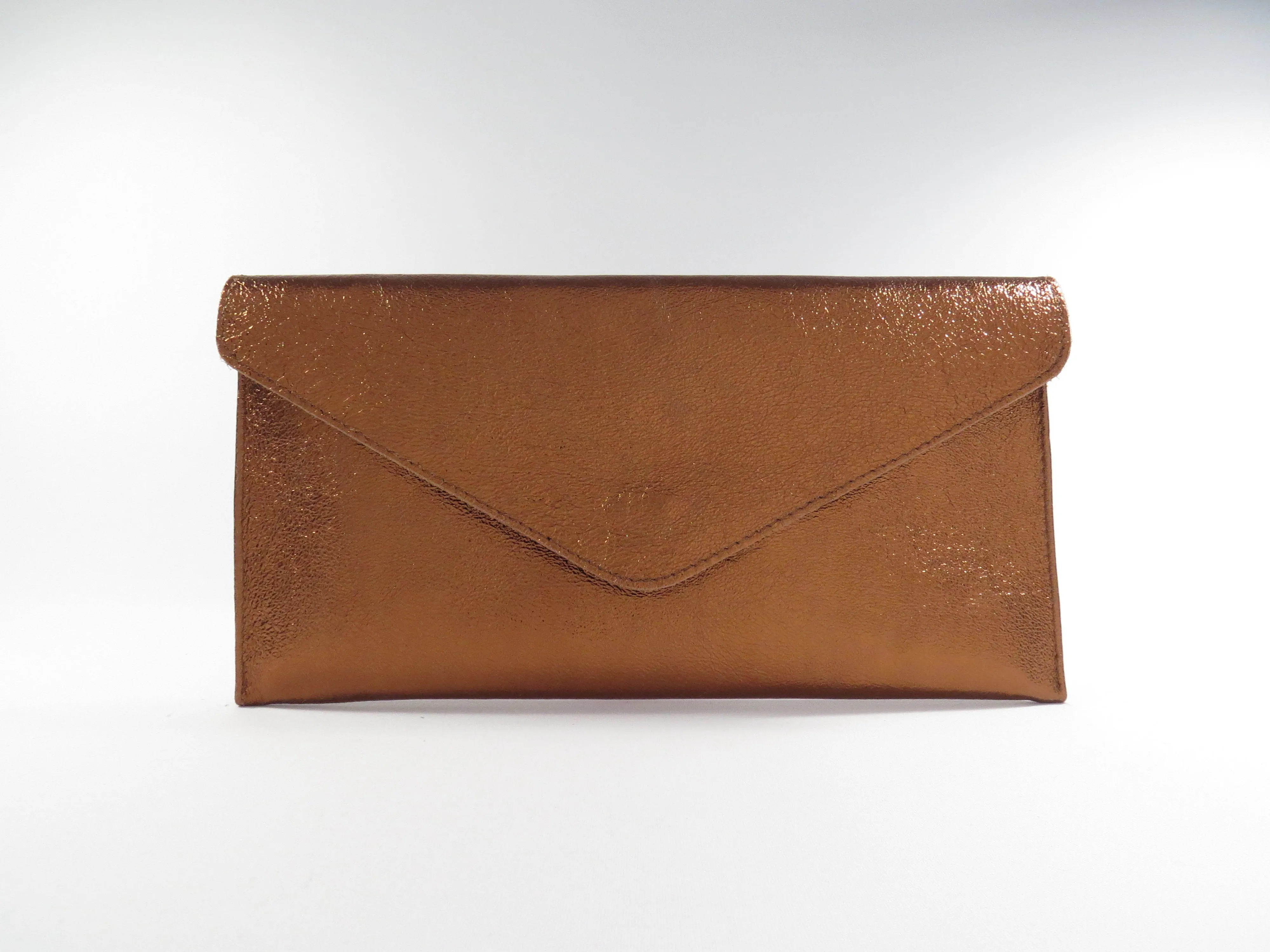 Metallic Bronze Envelope Clutch Bag