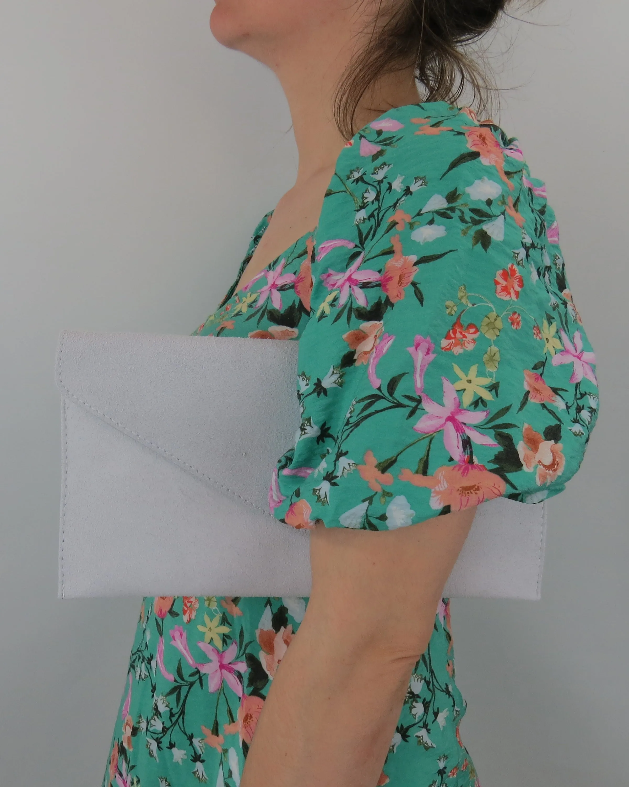 Metallic Light Sky Blue Envelope Clutch Bag
