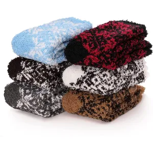 Pack Of 6 Womens Fuzzy Socks Slipper Soft Cabin Plush Warm Fluffy Winter Sleep Cozy Adult Socks