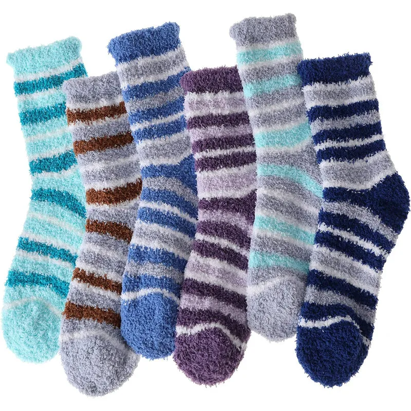 Pack Of 6 Womens Fuzzy Socks Slipper Soft Cabin Plush Warm Fluffy Winter Sleep Cozy Adult Socks