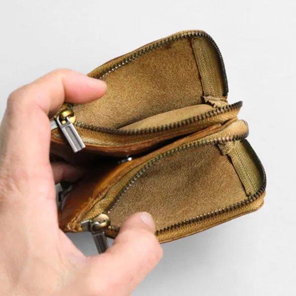 Retro Handmade Leather Zipper Wallets
