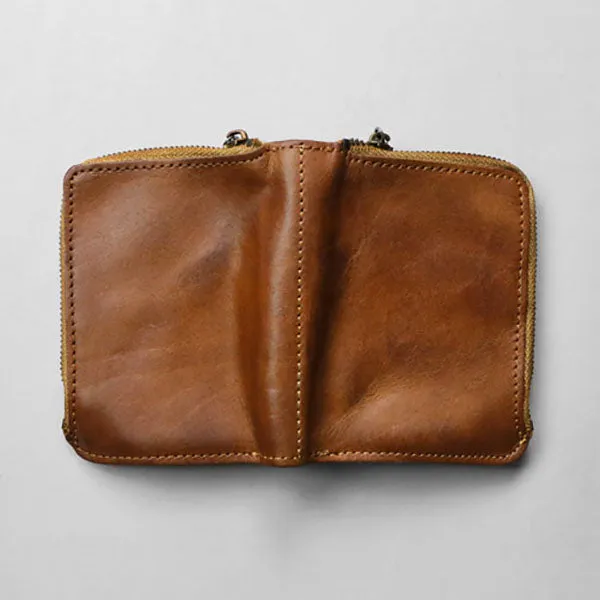 Retro Handmade Leather Zipper Wallets