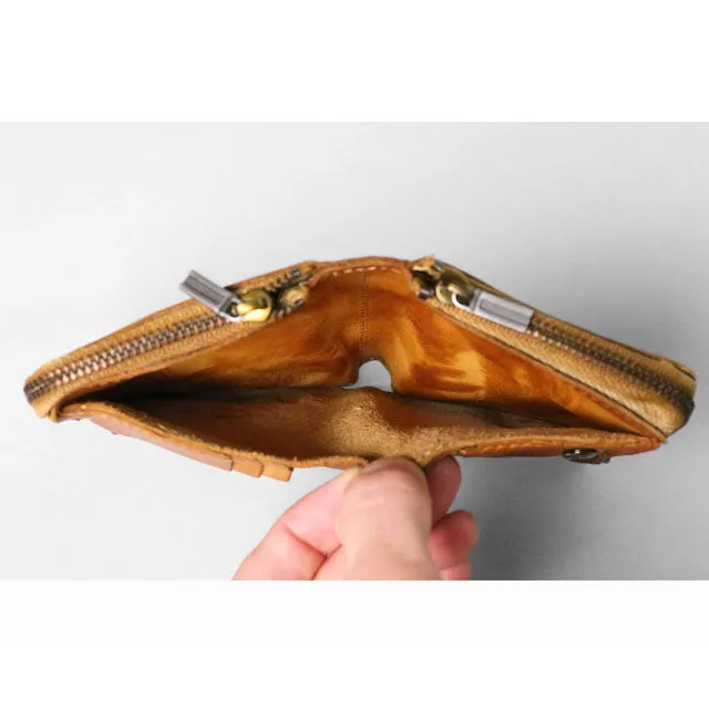 Retro Handmade Leather Zipper Wallets