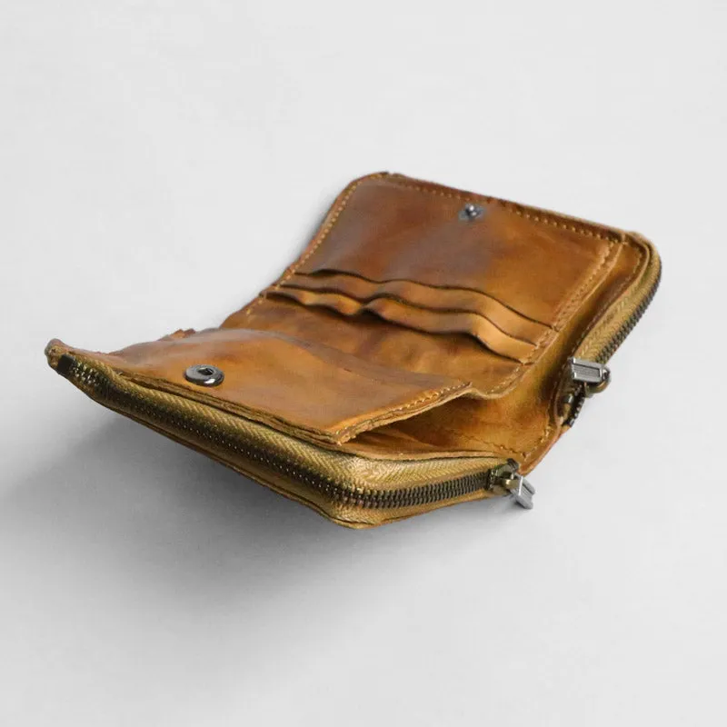 Retro Handmade Leather Zipper Wallets