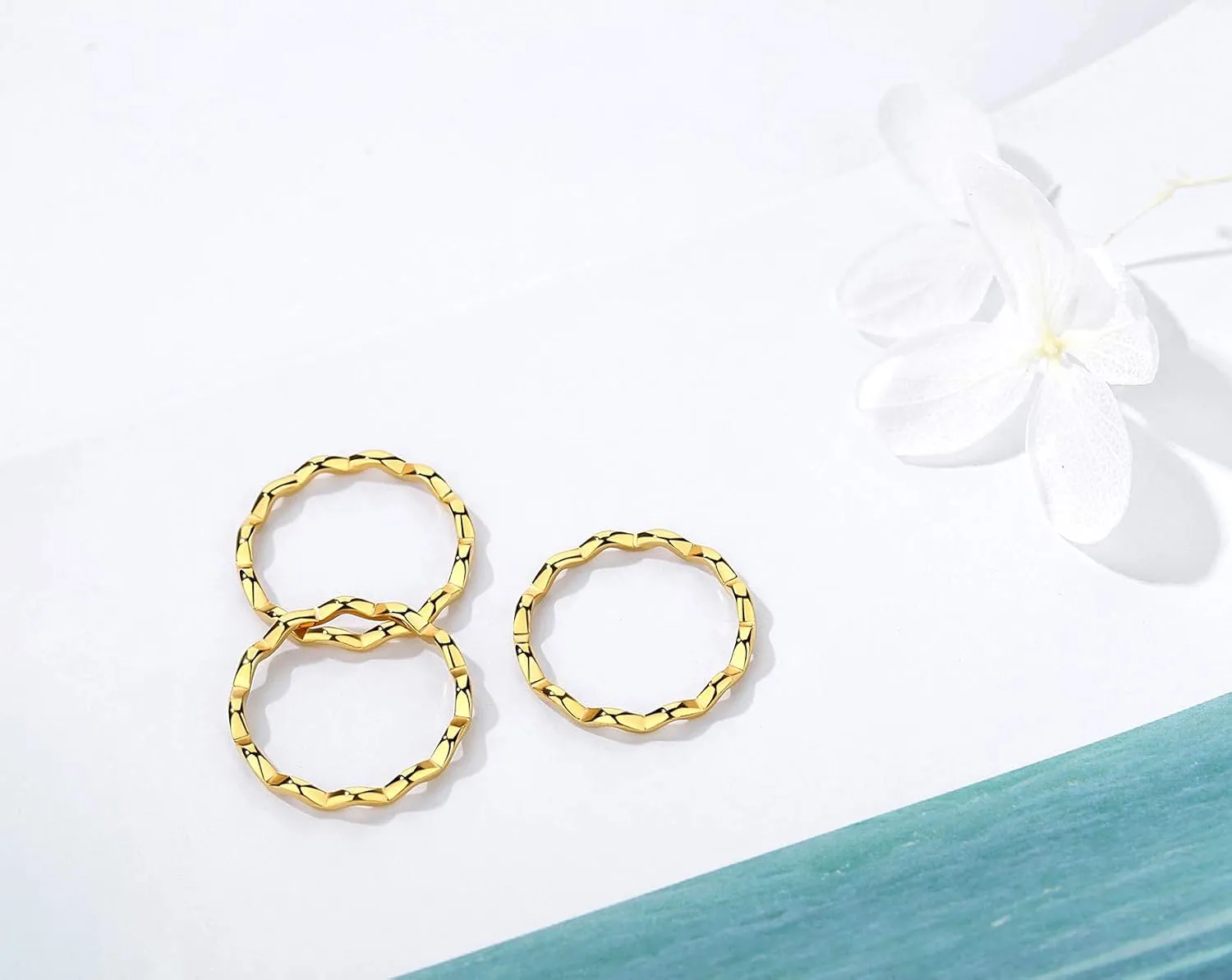 REVEMCN 3Pcs 316L Stainless Steel Simple Wave Ring Set for Women Men Stackable Knuckle Wedding Band Rings Comfort Fit Finger Ring 4 to 11