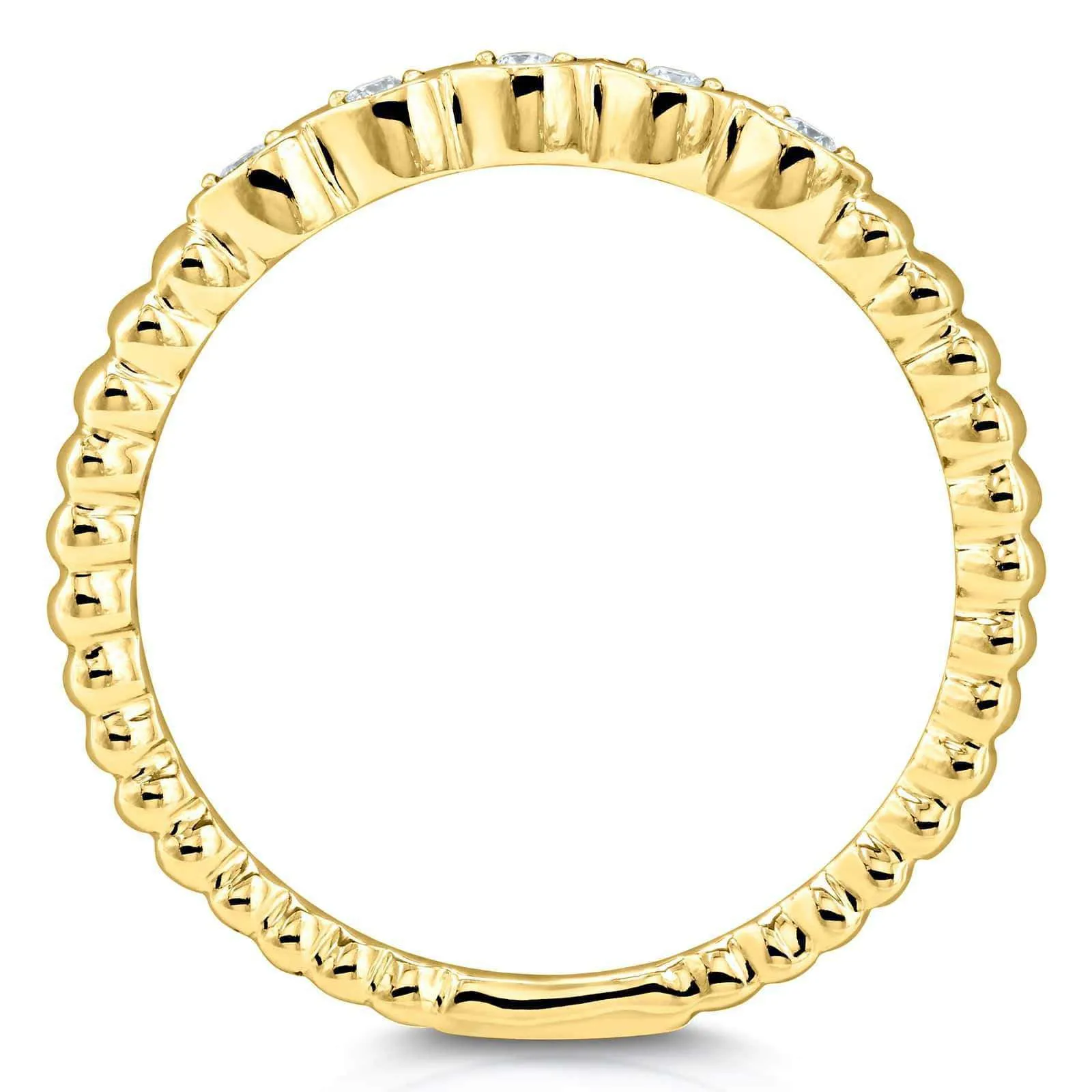 Ribbed Navette Line Diamond Ring, Yellow Gold