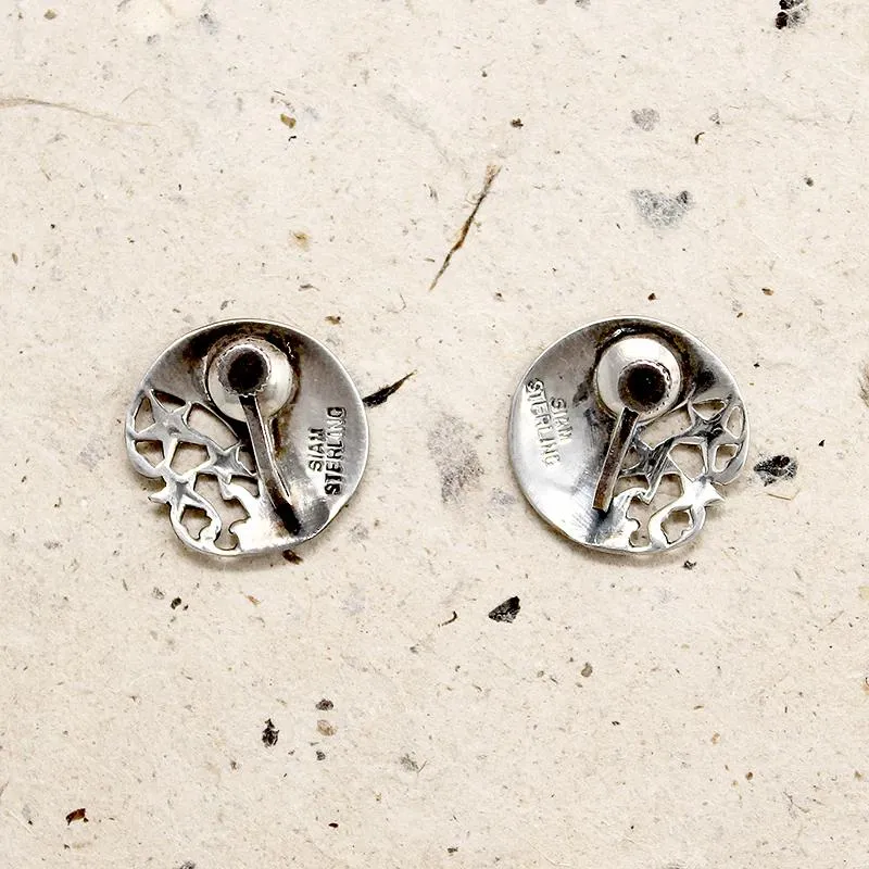 Siam Silver Earrings with Dancers Moon & Stars