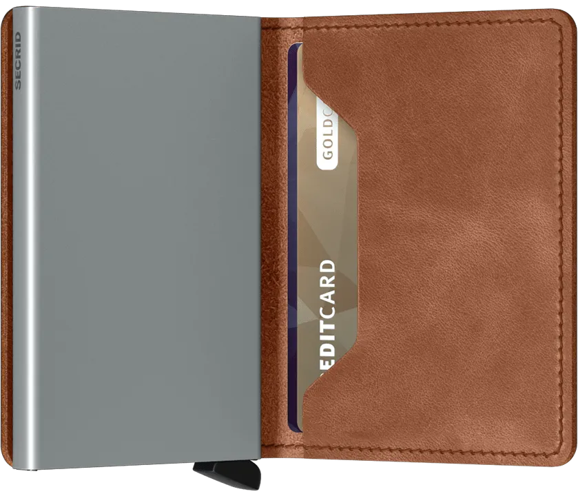 Slimwallet Vintage Cognac-Silver