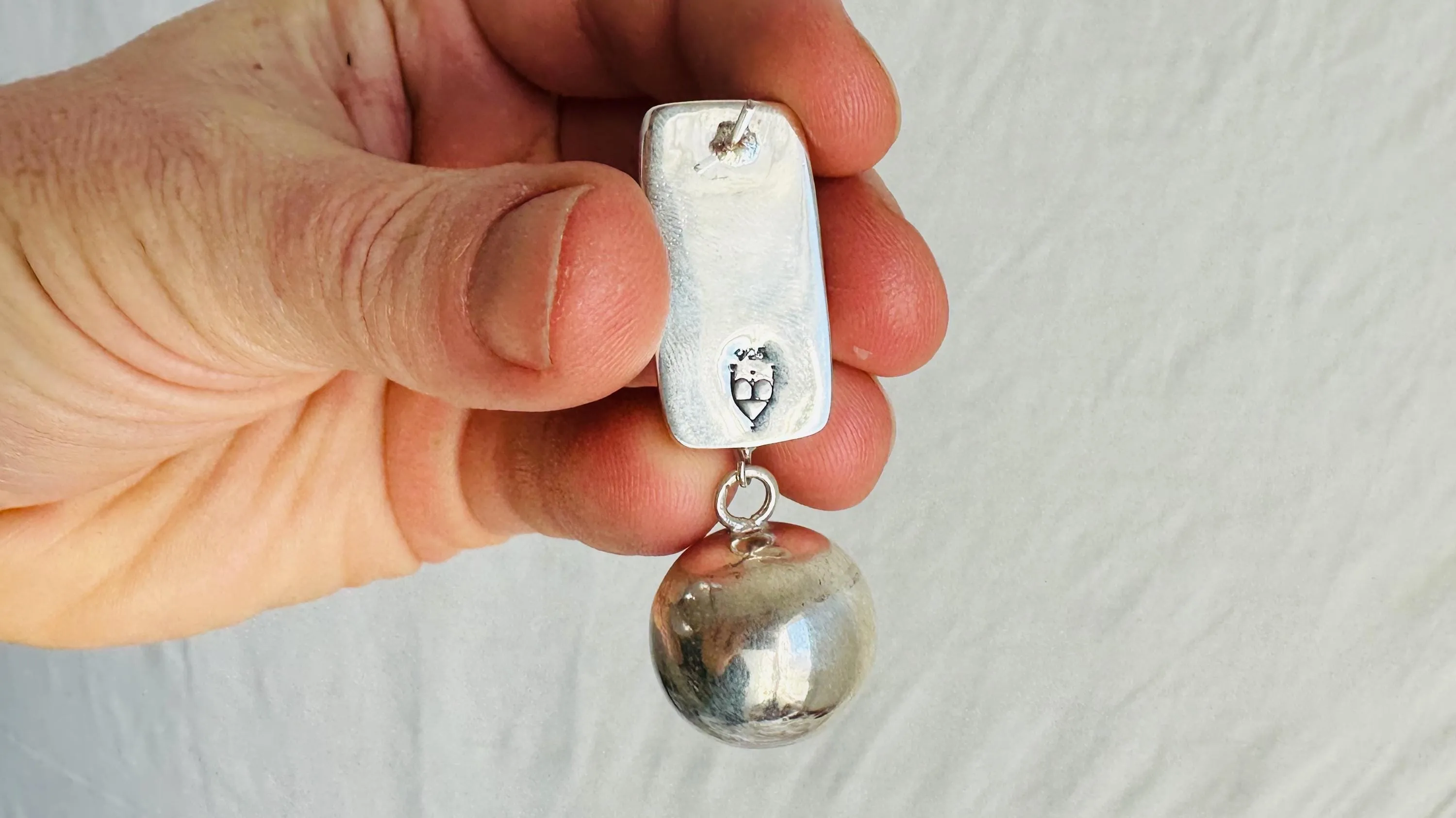 Sodalite and Silver Sphere Earrings. Handmade Designer Sterling Jewelry. 2709