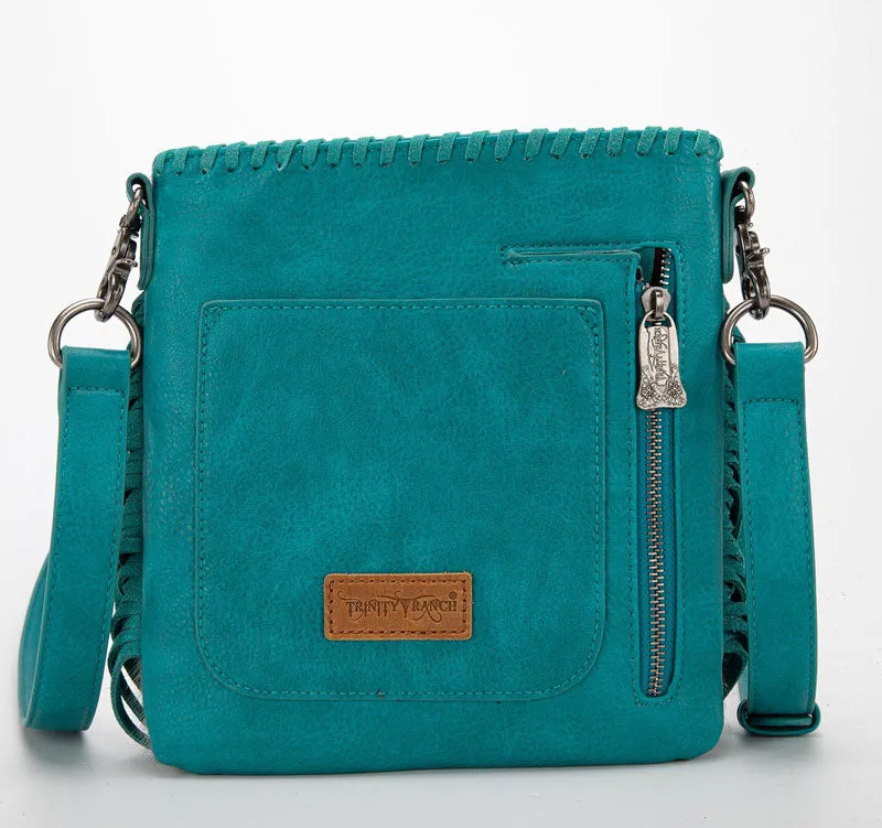 Trinity Ranch Hair-On Cowhide Fringe Concealed Carry Crossbody Bag -Turquoise
