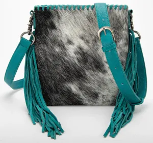 Trinity Ranch Hair-On Cowhide Fringe Concealed Carry Crossbody Bag -Turquoise