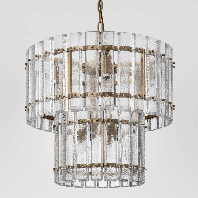 Two-Tiered Textured Crystal Chandelier