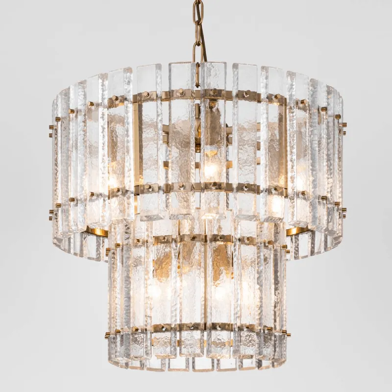 Two-Tiered Textured Crystal Chandelier