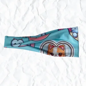 Valentines Cute Cats on Blue- Modern Jersey