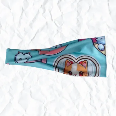 Valentines Cute Cats on Blue- Modern Jersey