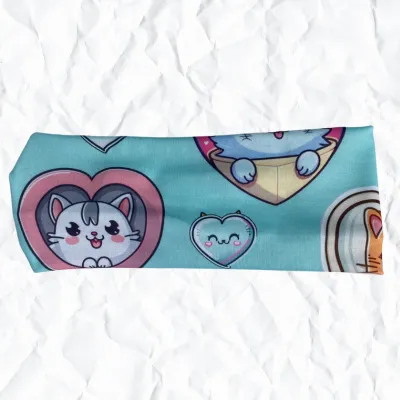 Valentines Cute Cats on Blue- Modern Jersey