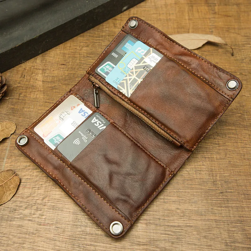 Vintage Style Handmade Genuine Leather Large-capacity Cowhide Wallet Card Holder
